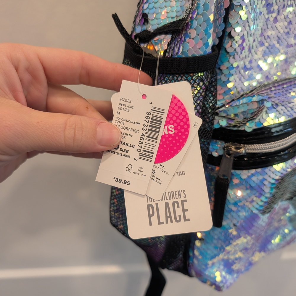 CHILDREN'S PLACE Flip Sequin Iridescent Backpack New With Tags Mermaid Sparkle - Picture 3 of 5
